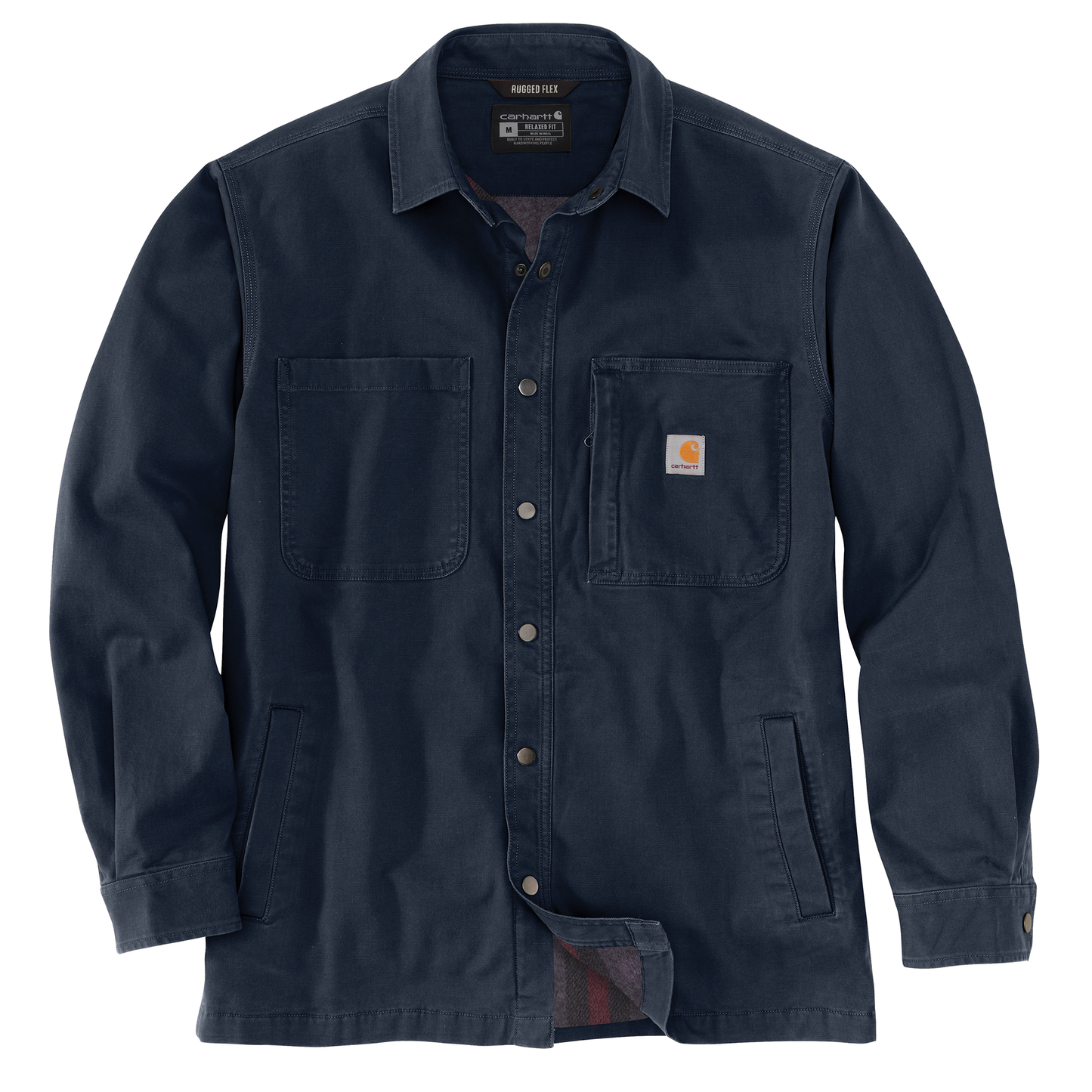 Carhartt 105532 Mens Rugged Flex® Relaxed Fit Canvas Fleece-Lined Snap-Front Shirt Jac
