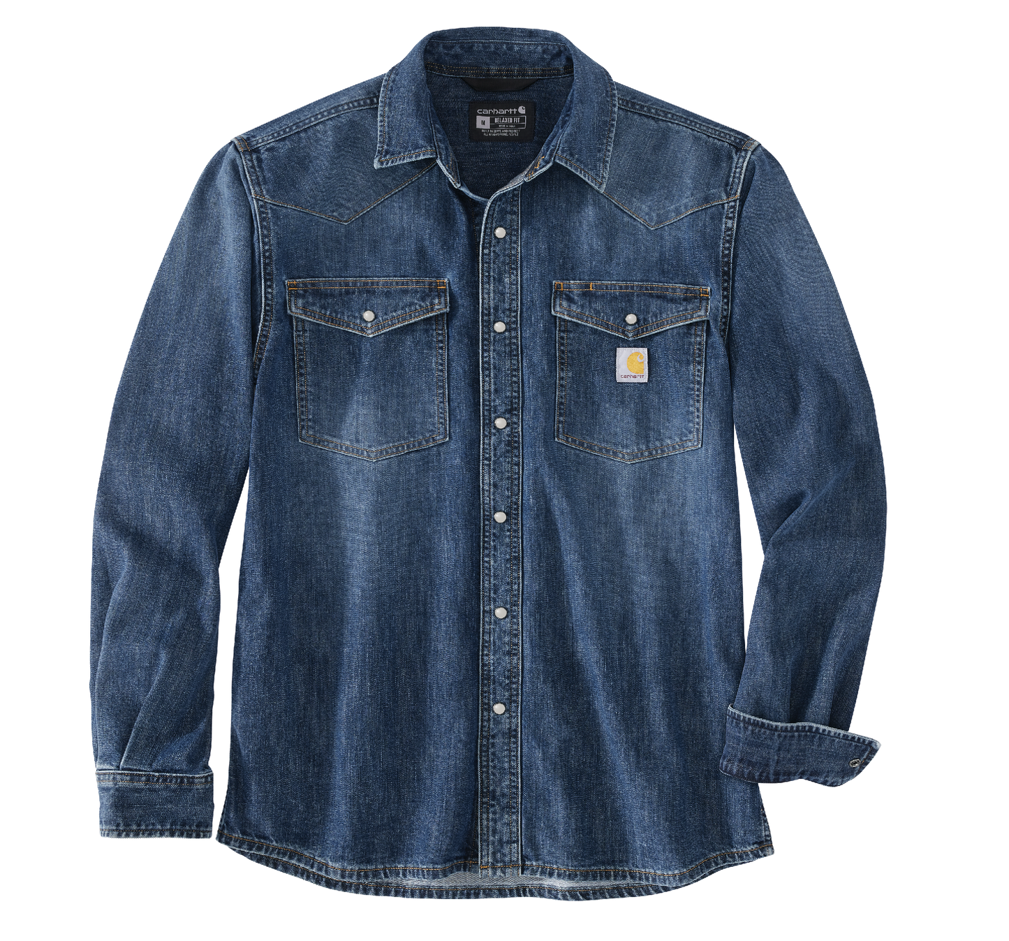 Carhartt 106429 Mens Montana Relaxed Fit Midweight Denim Long-Sleeve Snap Front Shirt