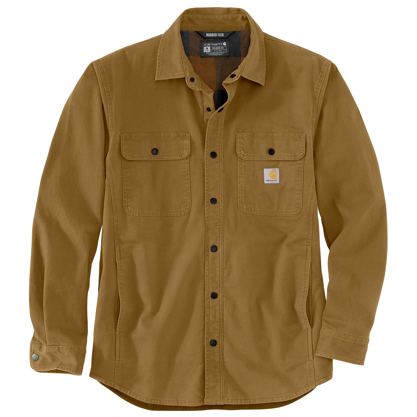 Carhartt 105419 Mens Rugged Flex Relaxed Fit Canvas Fleece-Lined Shirt Jac