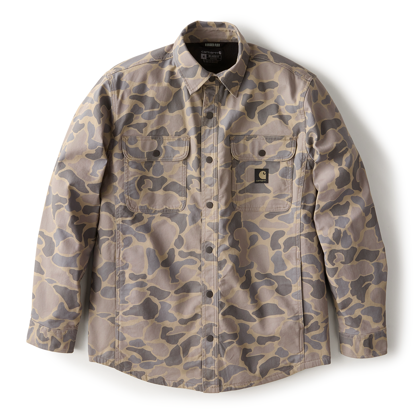 Carhartt 105419 Mens Rugged Flex Relaxed Fit Canvas Fleece-Lined Shirt Jac