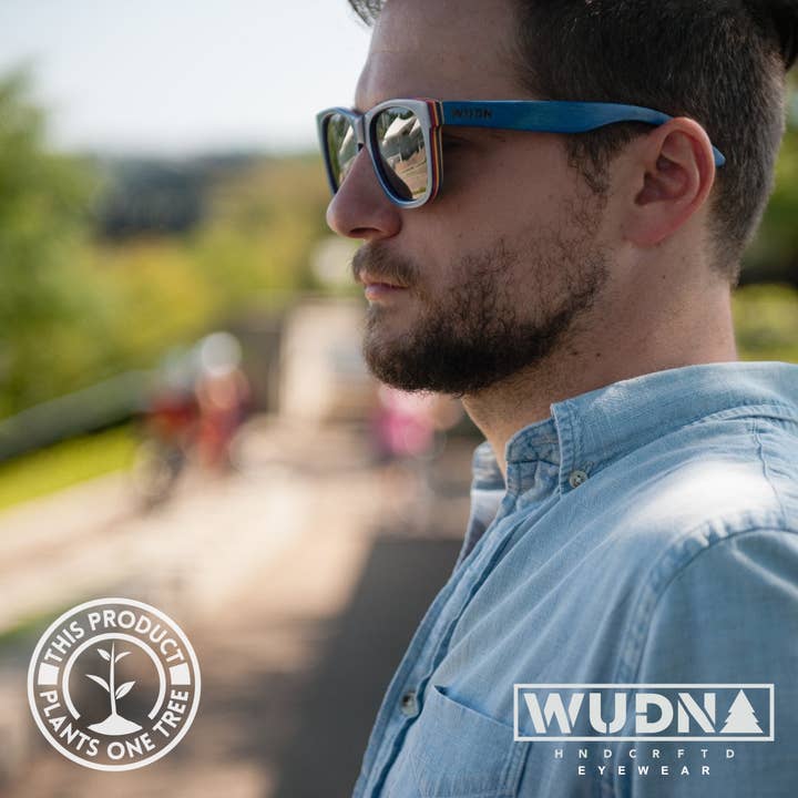 Wholesale Recycled Skatedeck Sunglasses - Escalator Blue