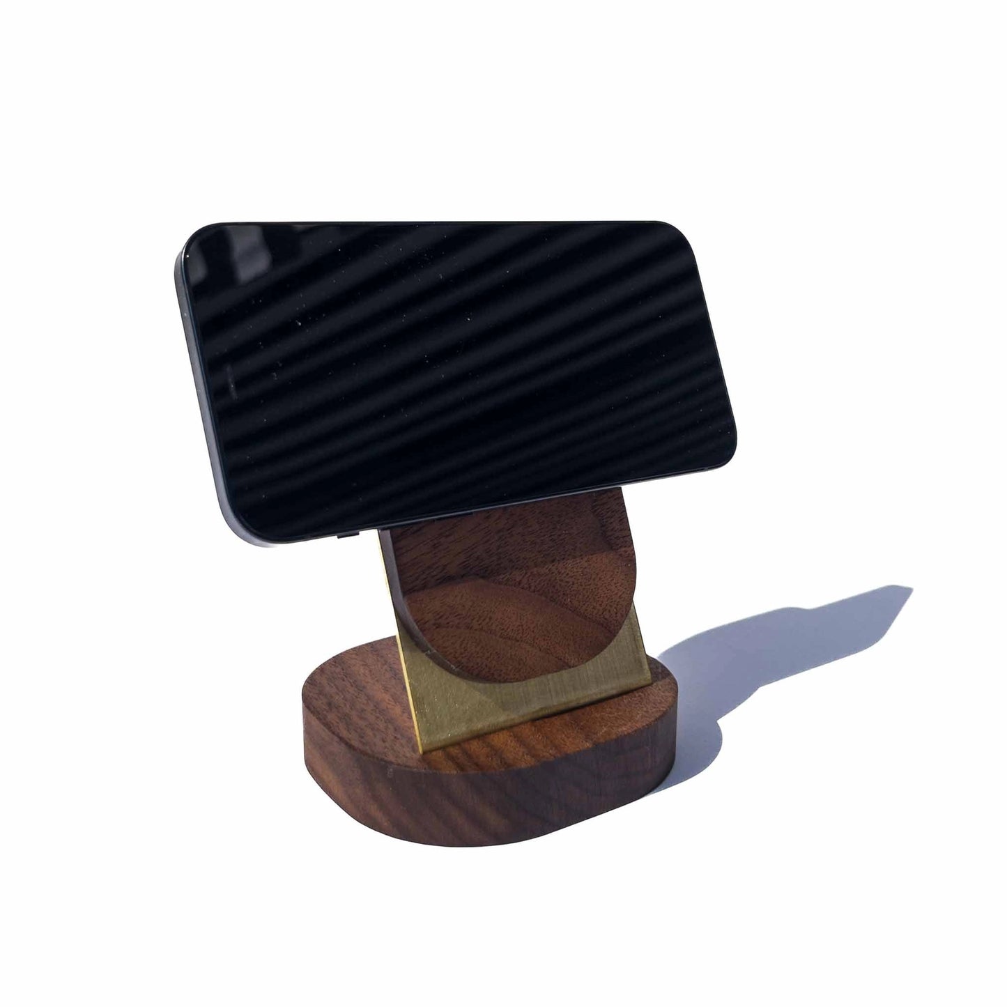 Mag Charging Stand - Walnut/Brass with Weighted Base