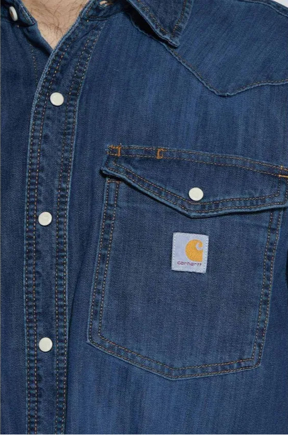 Carhartt - Mens Montana Relaxed Fit Midweight Denim Long-Sleeve Snap Front Shirt