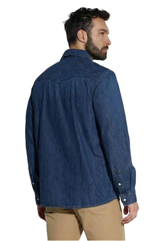 Carhartt - Mens Montana Relaxed Fit Midweight Denim Long-Sleeve Snap Front Shirt