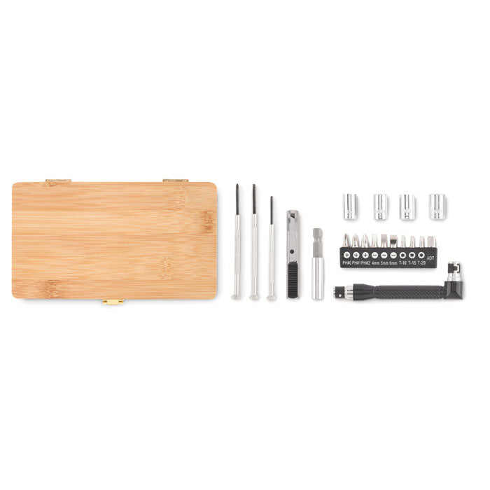 GALLAWAY - 21 pcs tool set in bamboo case