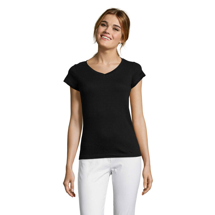 MOON - Women's V-Neck Cotton T-Shirt