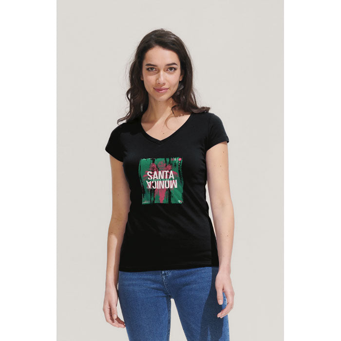 MOON - Women's V-Neck Cotton T-Shirt