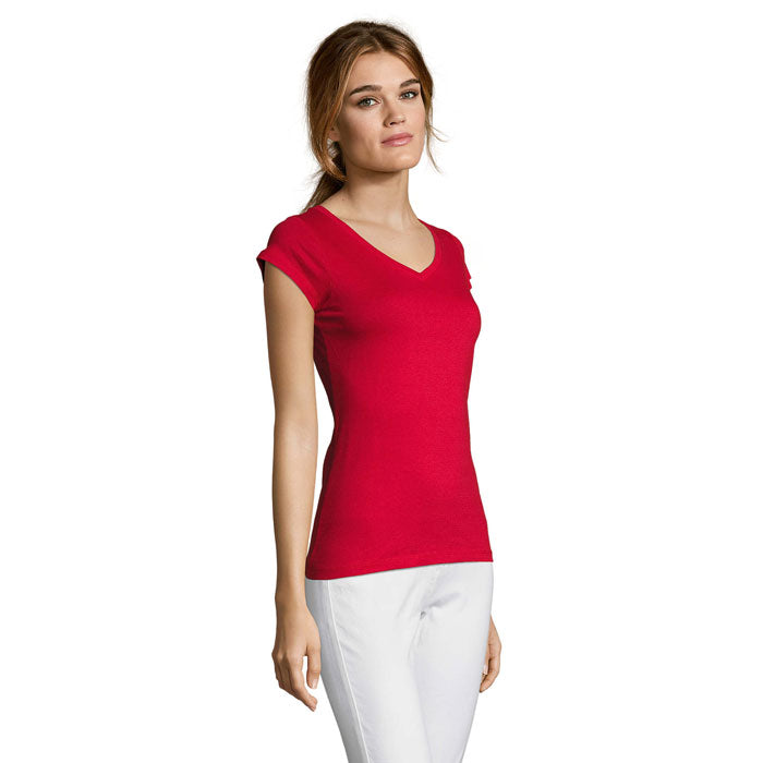 MOON - Women's V-Neck Cotton T-Shirt
