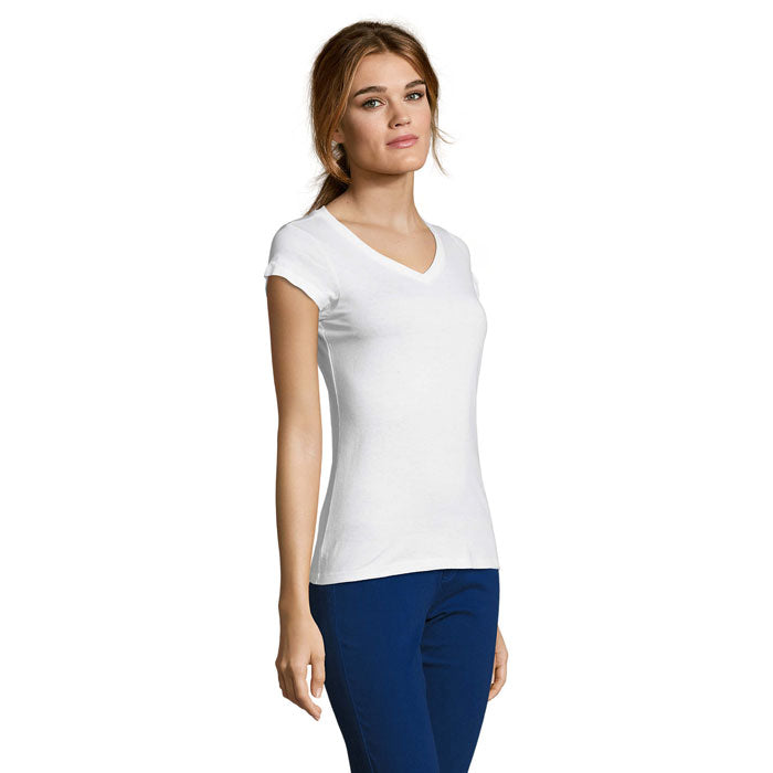 MOON - Women's V-Neck Cotton T-Shirt
