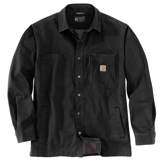Carhartt 105532 Mens Rugged Flex® Relaxed Fit Canvas Fleece-Lined Snap-Front Shirt Jac