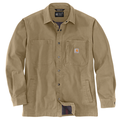 Carhartt 105532 Mens Rugged Flex® Relaxed Fit Canvas Fleece-Lined Snap-Front Shirt Jac