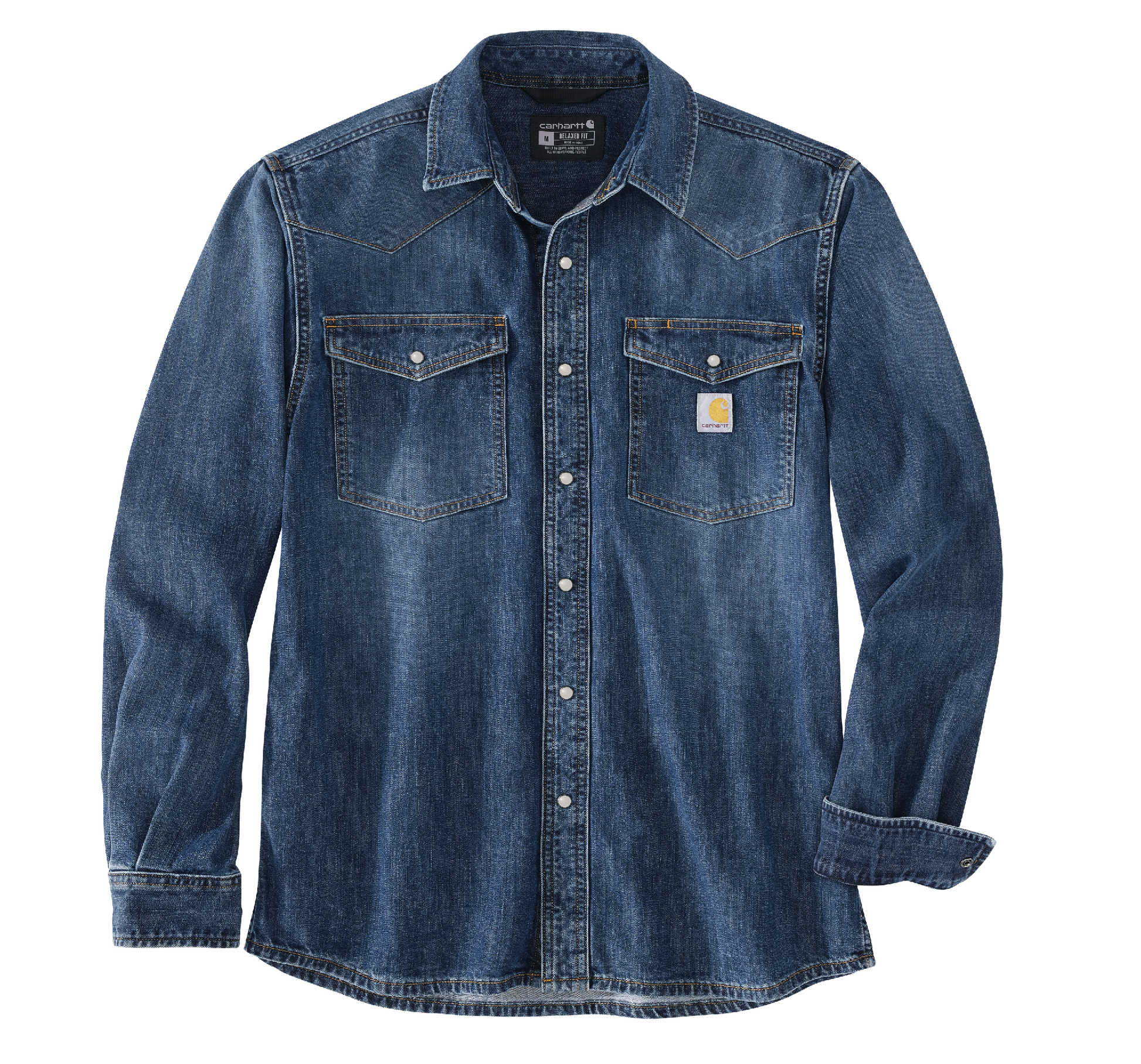 Carhartt 106429 Mens Montana Relaxed Fit Midweight Denim Long-Sleeve Snap Front Shirt