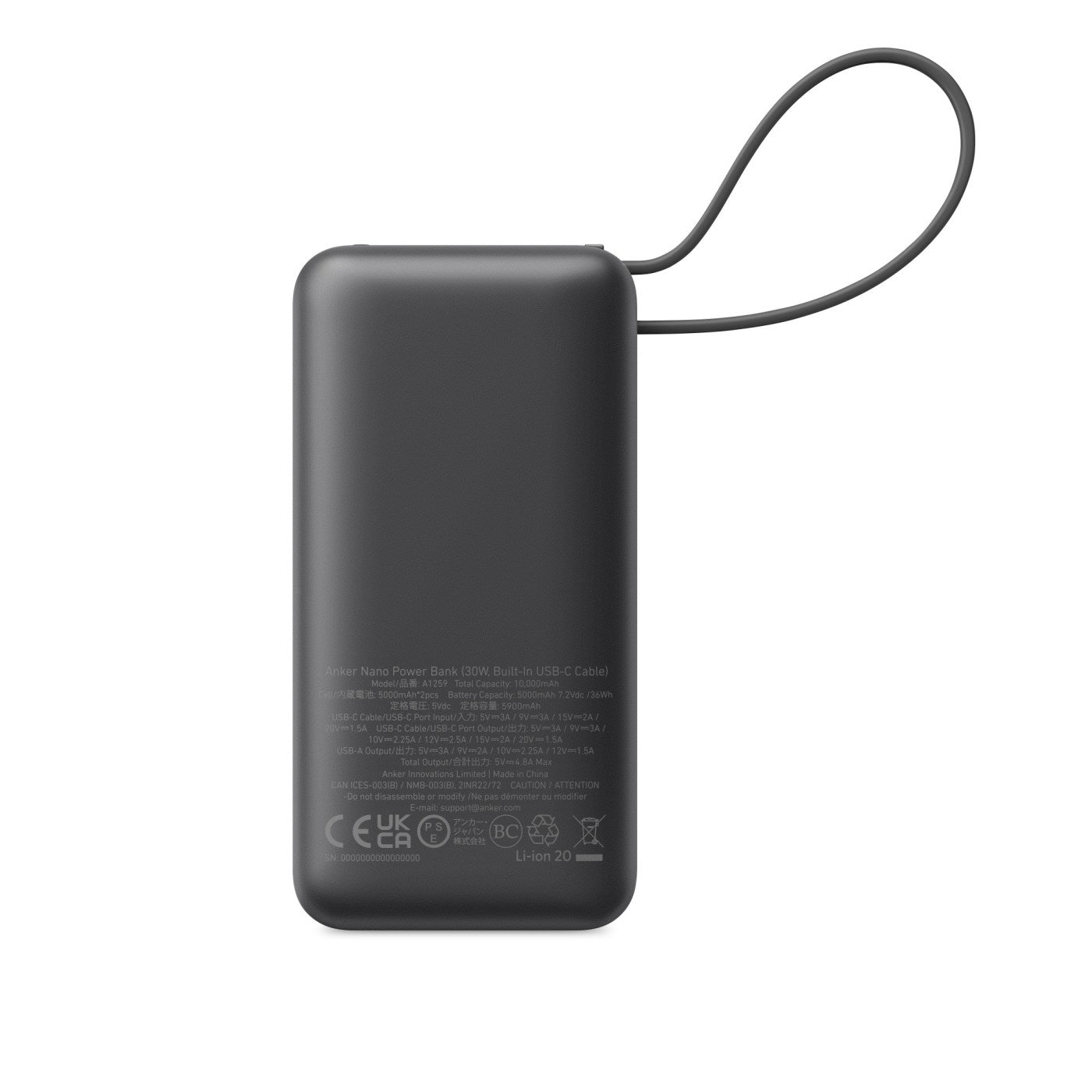 Anker® - Nano Power Bank (30W,Built-In USB-C Cable)