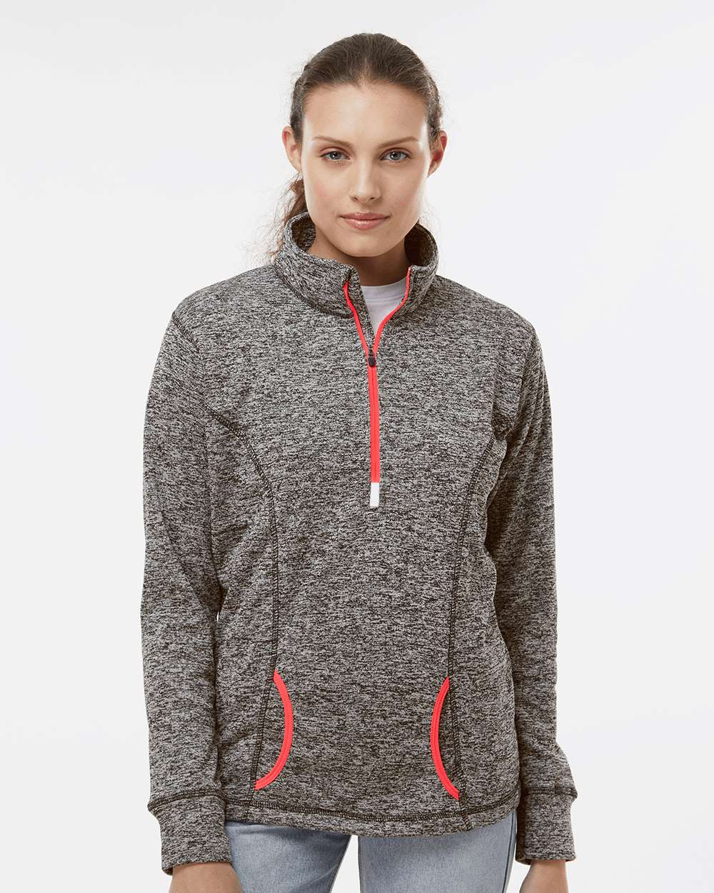 J. America 8617 — Charcoal Fleck/ Fire Coral