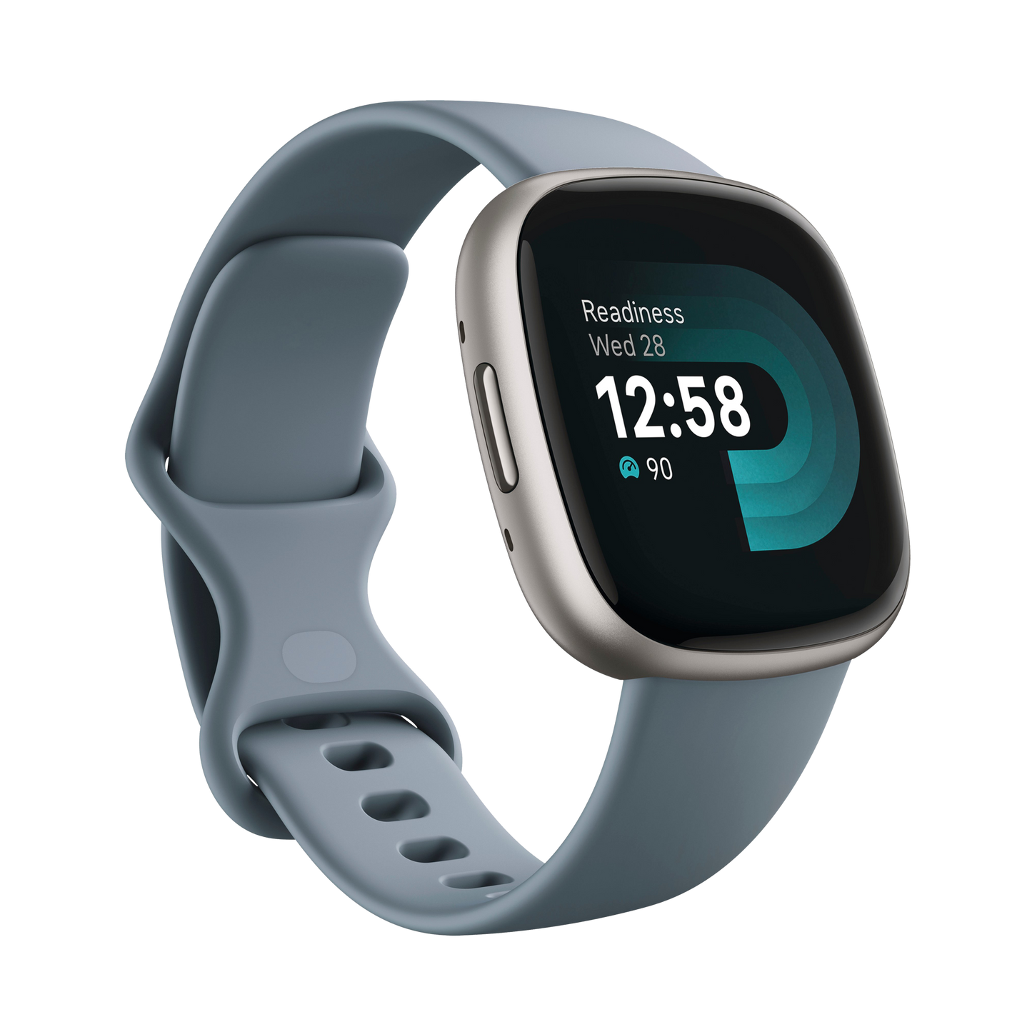Fitbit Versa 4 Smartwatch - Waterfall Blue/Platinum Aluminum