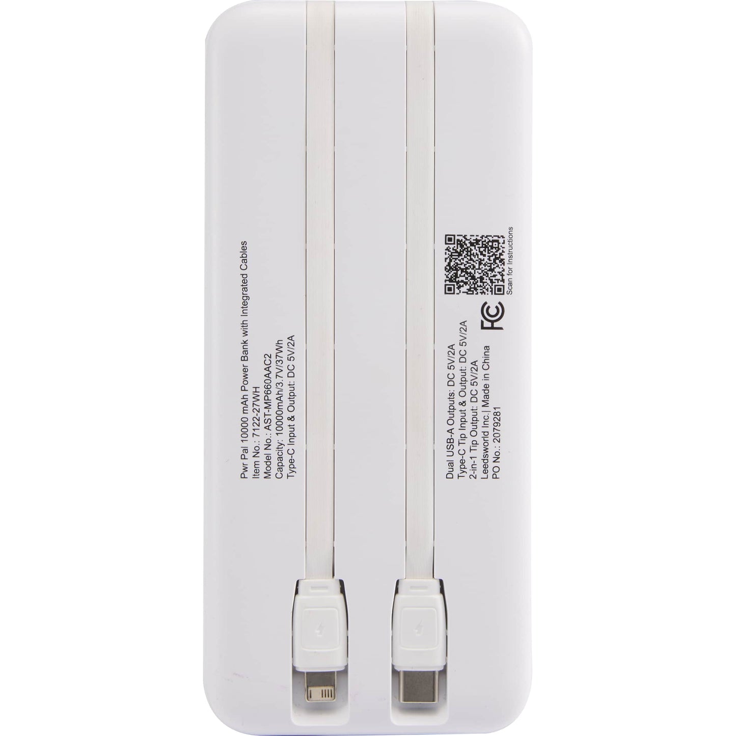 Pwr Pal 10000 mAh Power Bank with Integrated Cable