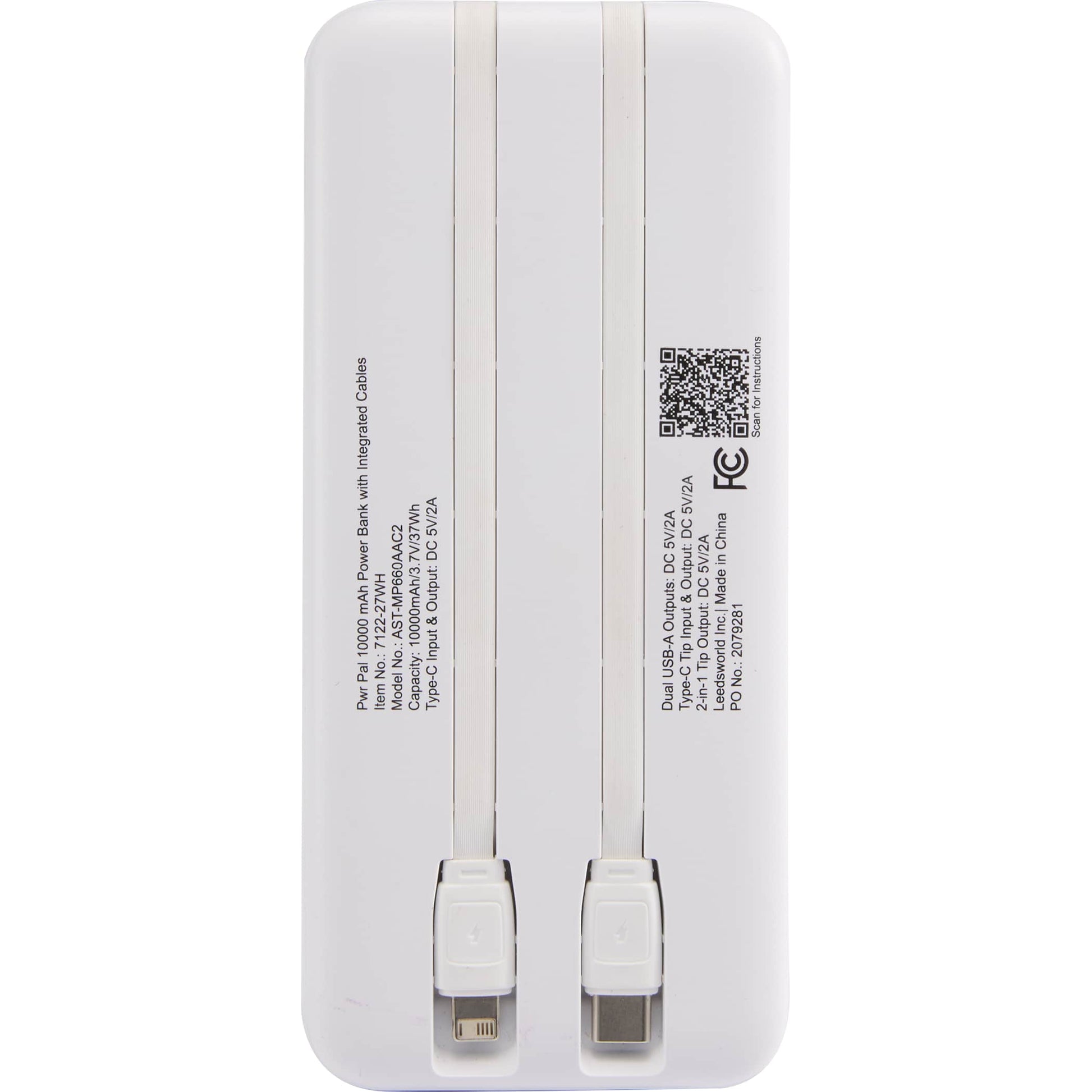 Pwr Pal 10000 mAh Power Bank with Integrated Cable