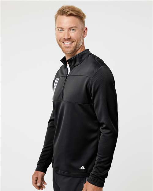 ADIDAS - 3-Stripes Double Knit Quarter-Zip Pullover