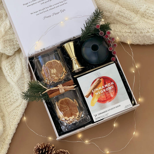 Classic Negroni Cocktail Holiday Gift Set - Old Fashioned Glasses & Premium Cocktail Mix