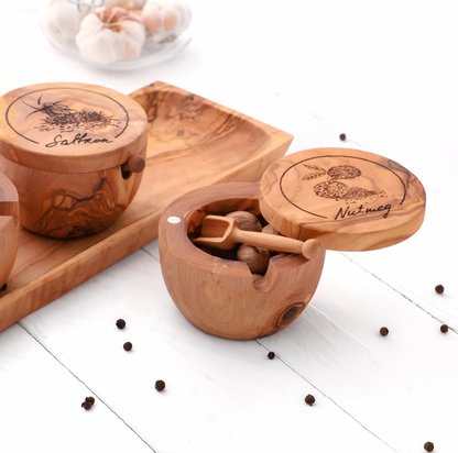 SPICEY - Olive Wood Spice Box Set