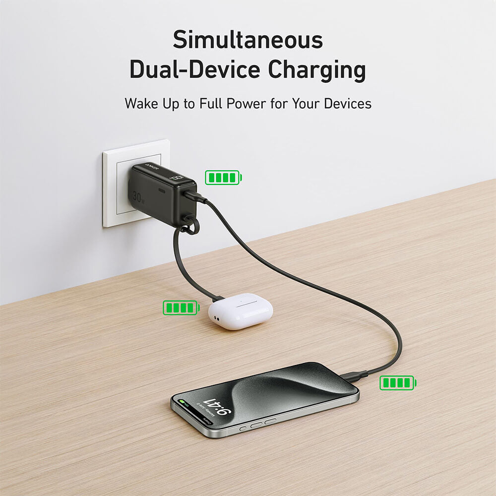 ANKER - 3-in-1 Power Bank (30W, Fusion, Built-In USB-C Cable)