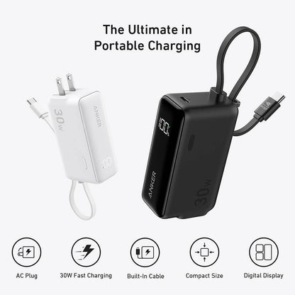 ANKER - 3-in-1 Power Bank (30W, Fusion, Built-In USB-C Cable)