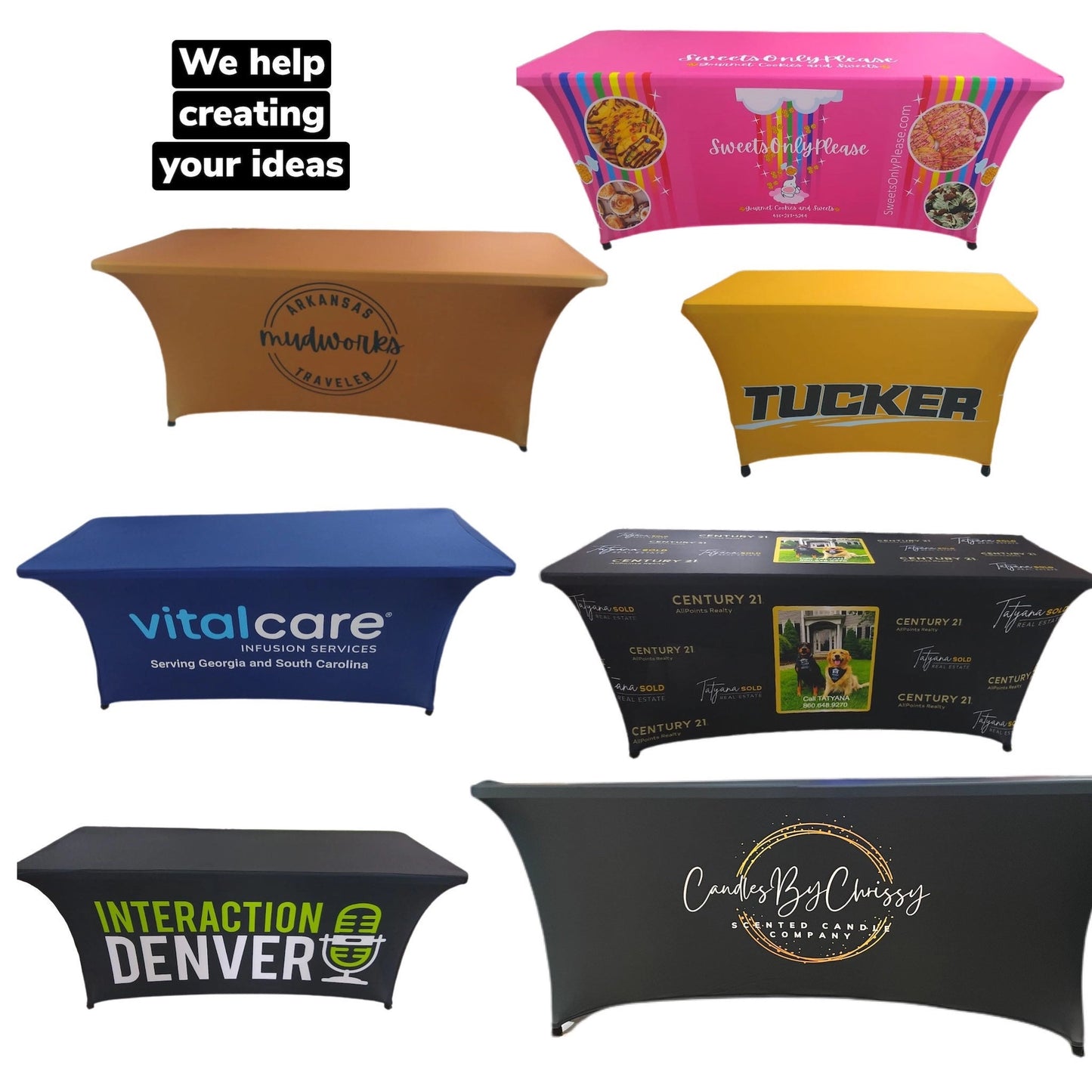 Custom Stretch Spandex Tablecloth with Logo For Events