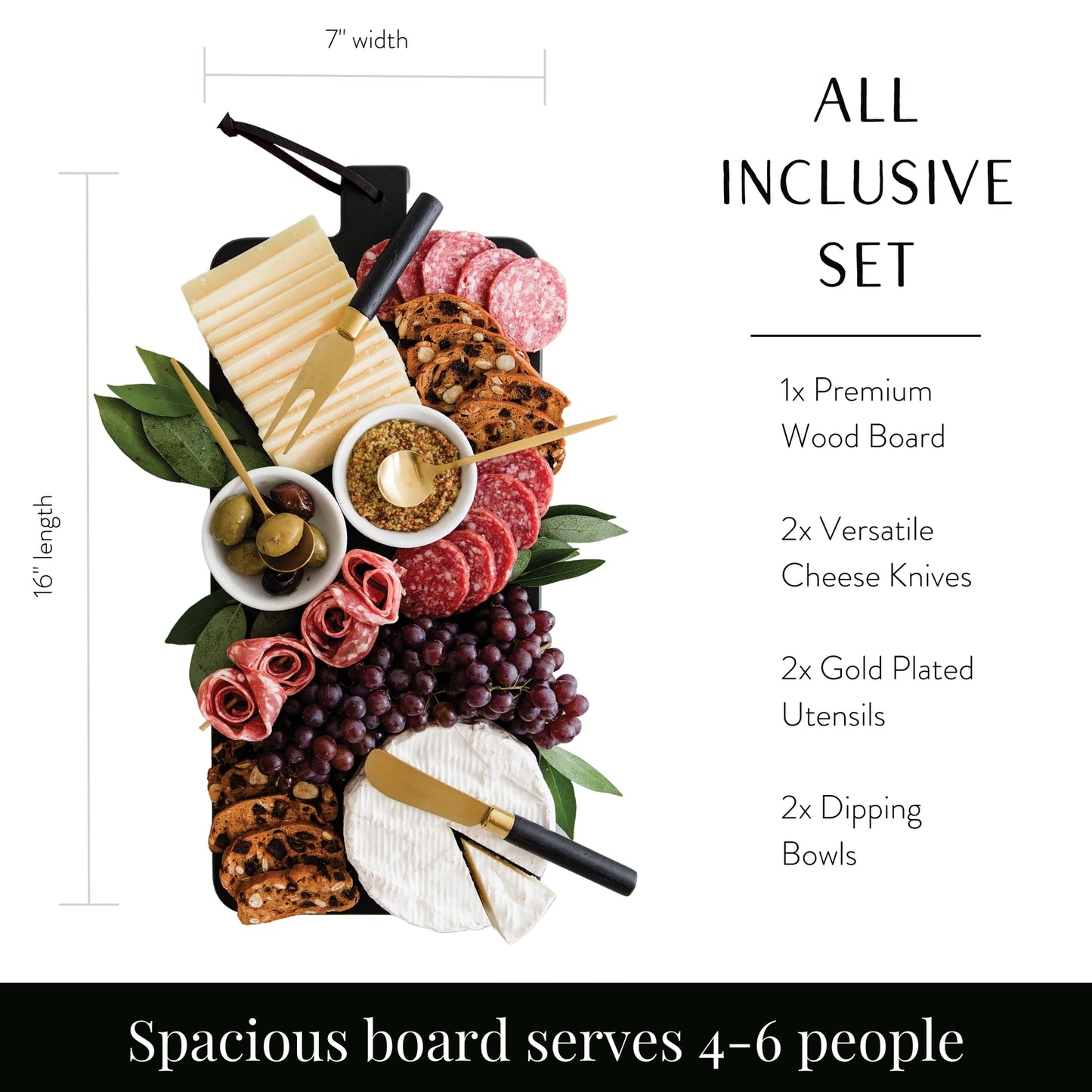 7 Piece Black Charcuterie Board Set