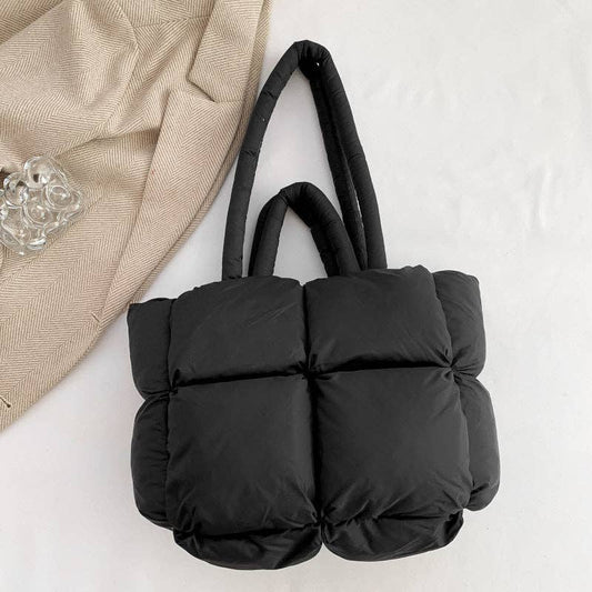 Wholesale Simple Puffer Tote Bag Solid Color Soft Handbag DP8091