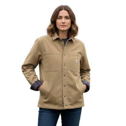 Carhartt® - Rugged Flex® Relaxed Fit Canvas Fleece-Lined Snap-Front Shirt Jacket