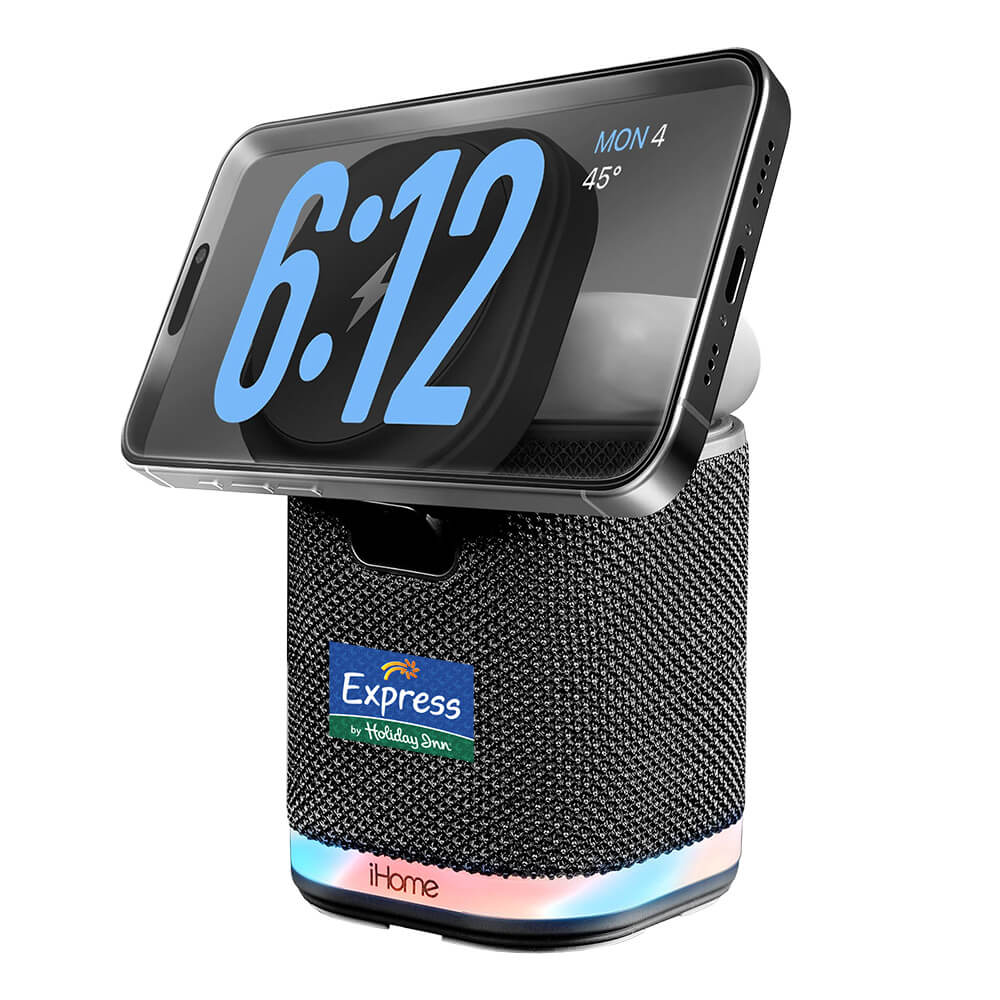 IHOME - Dual Wireless Charging Stand with Bluetooth Speaker