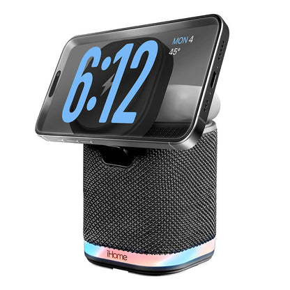 IHOME - Dual Wireless Charging Stand with Bluetooth Speaker