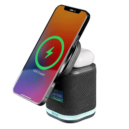 IHOME - Dual Wireless Charging Stand with Bluetooth Speaker