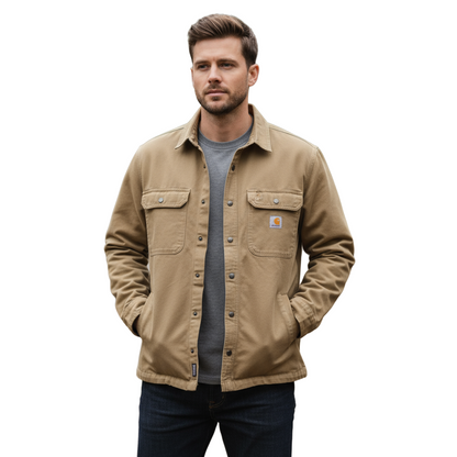 Carhartt® - Rugged Flex® Relaxed Fit Canvas Fleece-Lined Snap-Front Shirt Jacket