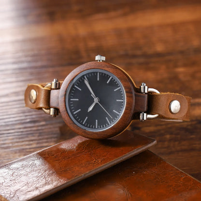 INGRAINED - Women's Luxury Wood Watch with Leather Strap