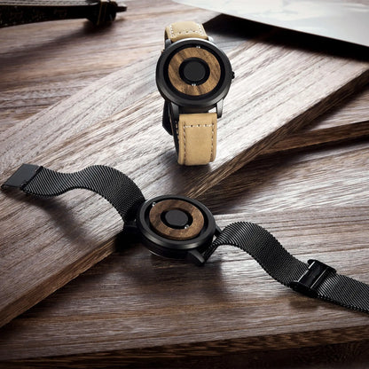 HANDLESS - Minimalist Magnetic Bearing Wood Watch