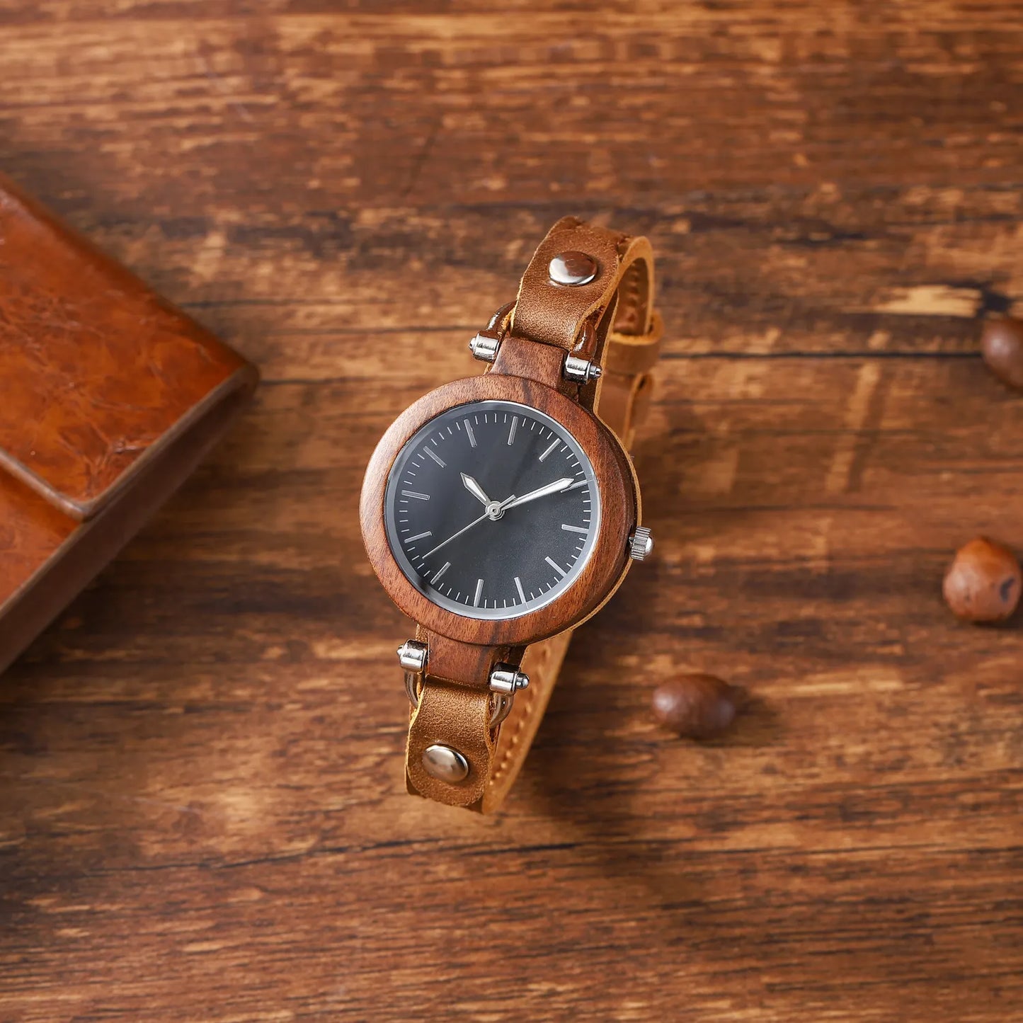 INGRAINED - Women's Luxury Wood Watch with Leather Strap