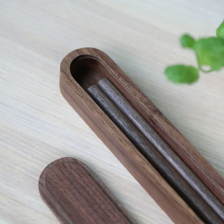 Wooden Walnut Chopsticks with Case