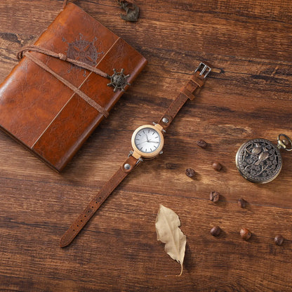 INGRAINED - Women's Luxury Wood Watch with Leather Strap