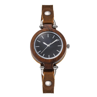 INGRAINED - Women's Luxury Wood Watch with Leather Strap