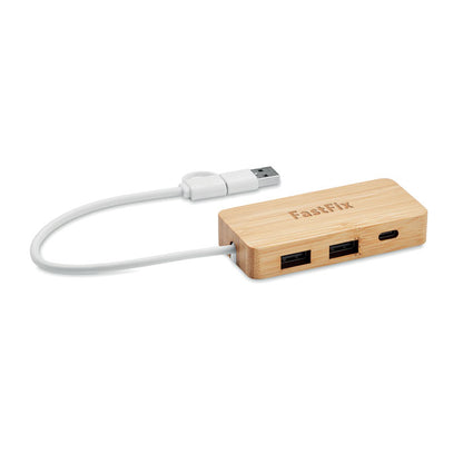 HUBBAM - Bamboo USB 3 ports hub