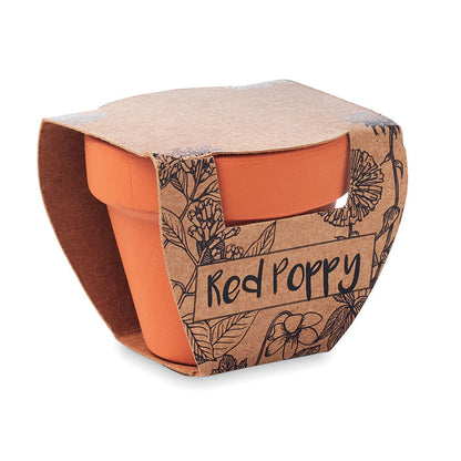RED POPPY - Terracotta pot 'poppy'