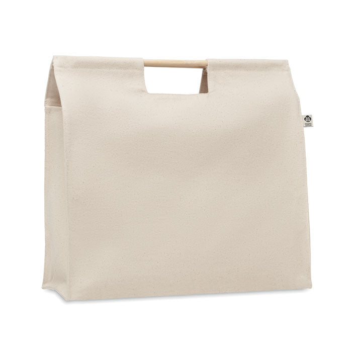 MERCADO TOP - Wooden handled Organic shopping canvas bag