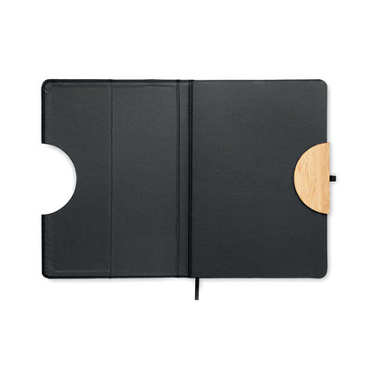 BLAMA - A5 RPET notebook 80 lined with phone stand