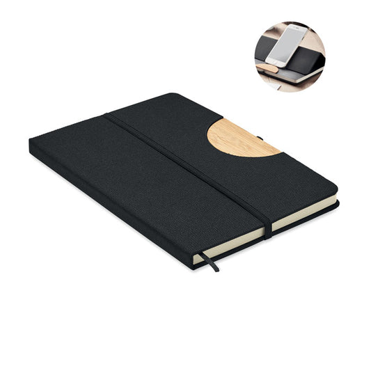 BLAMA - A5 RPET notebook 80 lined with phone stand