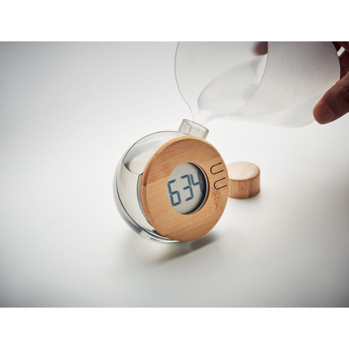 DROPPY LUX - Water powered bamboo LCD clock