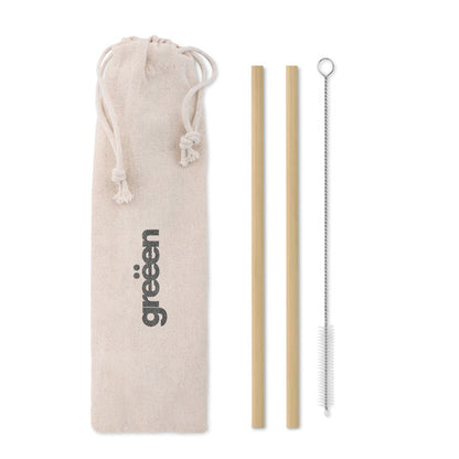 NATURAL STRAW - Bamboo Straw w/brush in pouch