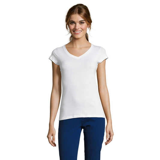 MOON - Women's V-Neck Cotton T-Shirt